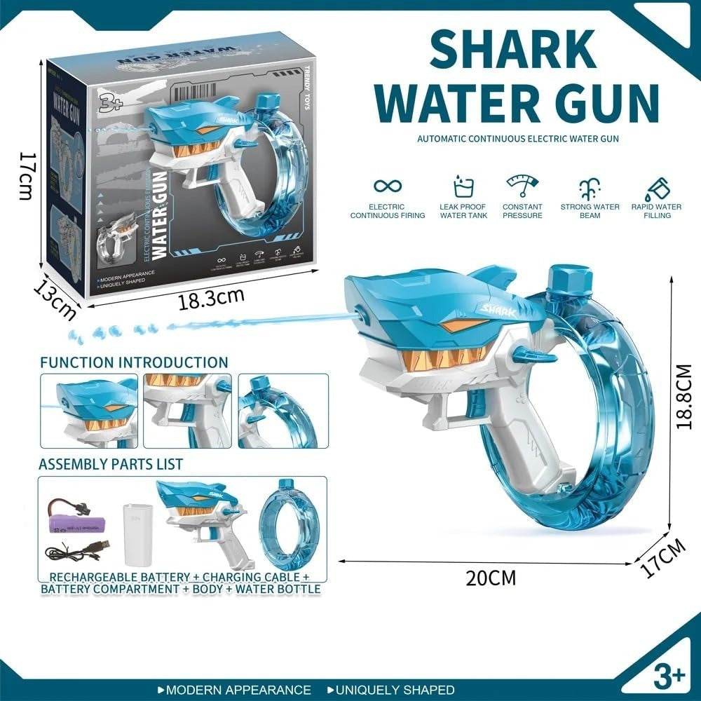 Rechargeable Shark Water Gun – Electric High Pressure Water Blaster