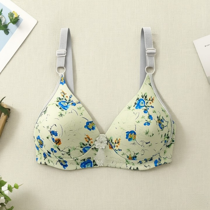 Printed Soft Cotton Padded Bra – Comfortable Everyday Wear (Random Color)