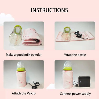 Portable USB Feeder Warmer Pouch – 42°C Constant Heating for Baby Feeding