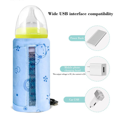 Portable USB Feeder Warmer Pouch – 42°C Constant Heating for Baby Feeding