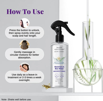 Rosemary & Rice Water Hair Growth Spray for Hair Growth & Thickness - 200 ml