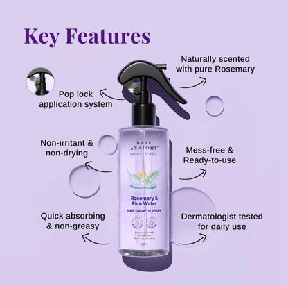 Rosemary & Rice Water Hair Growth Spray for Hair Growth & Thickness - 200 ml