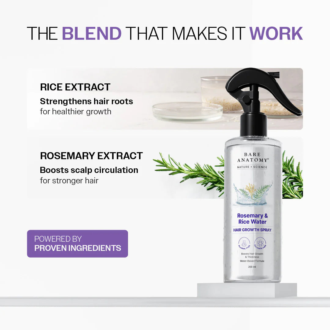 Rosemary & Rice Water Hair Growth Spray for Hair Growth & Thickness - 200 ml