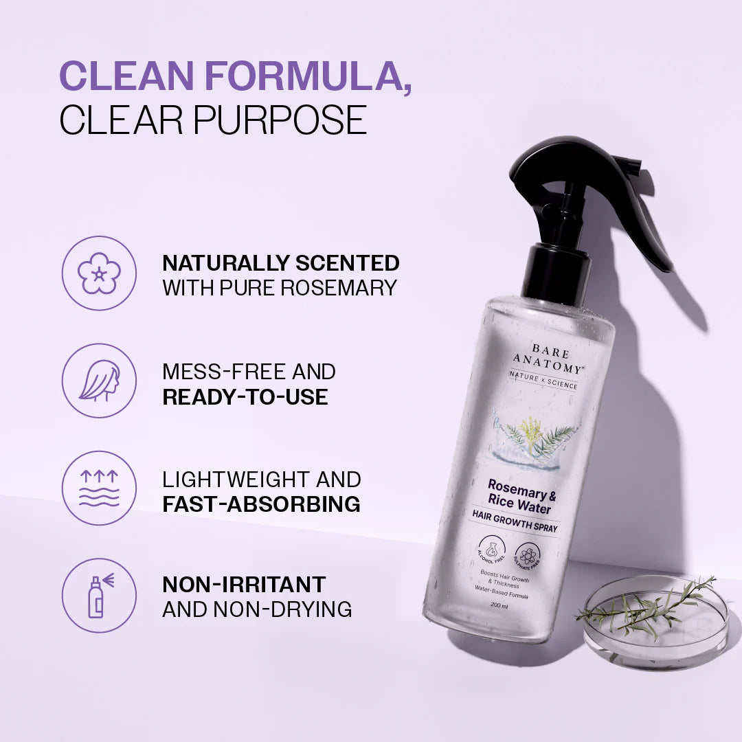 Rosemary & Rice Water Hair Growth Spray for Hair Growth & Thickness - 200 ml