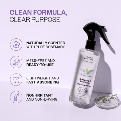 Rosemary & Rice Water Hair Growth Spray for Hair Growth & Thickness - 200 ml