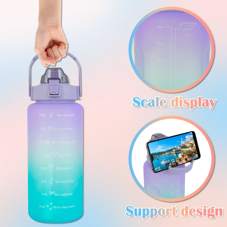 3 Pcs Sports Water Bottle Set – Motivational Time Marker & Leak Proof Lid