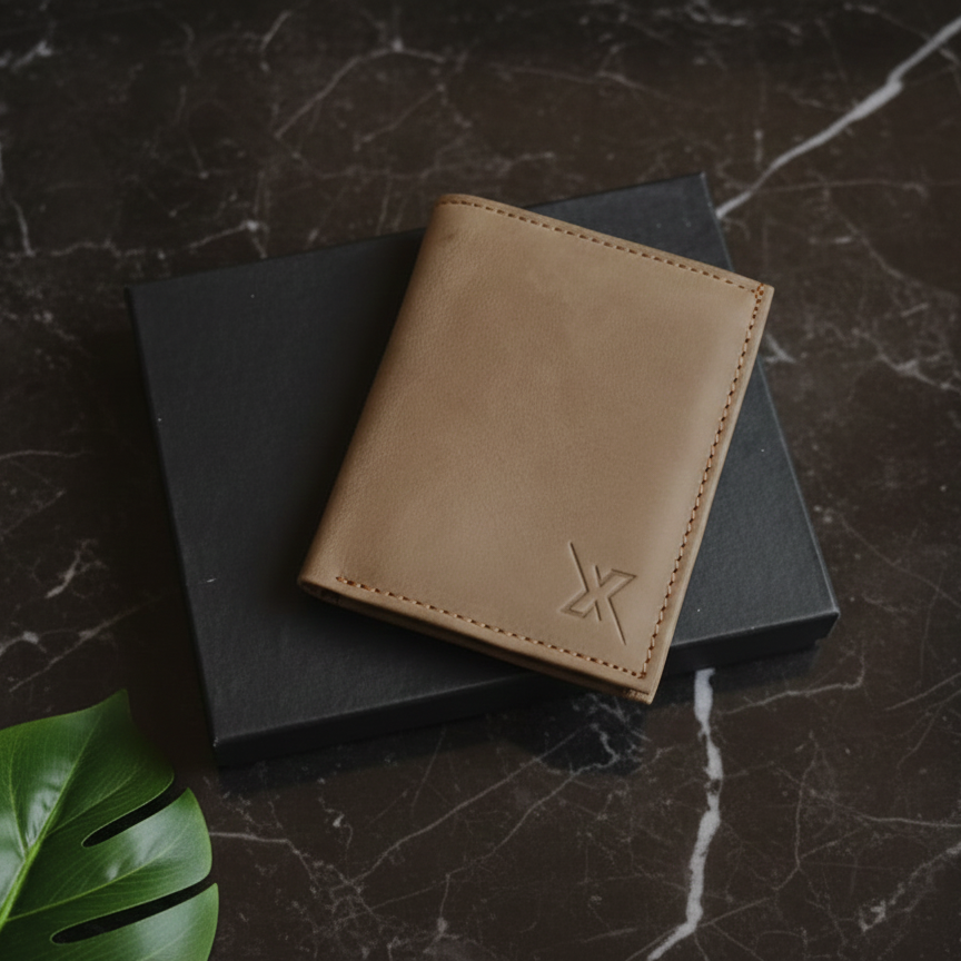 Signature Slim Leather Bifold Wallet – Hand-Stitched Design